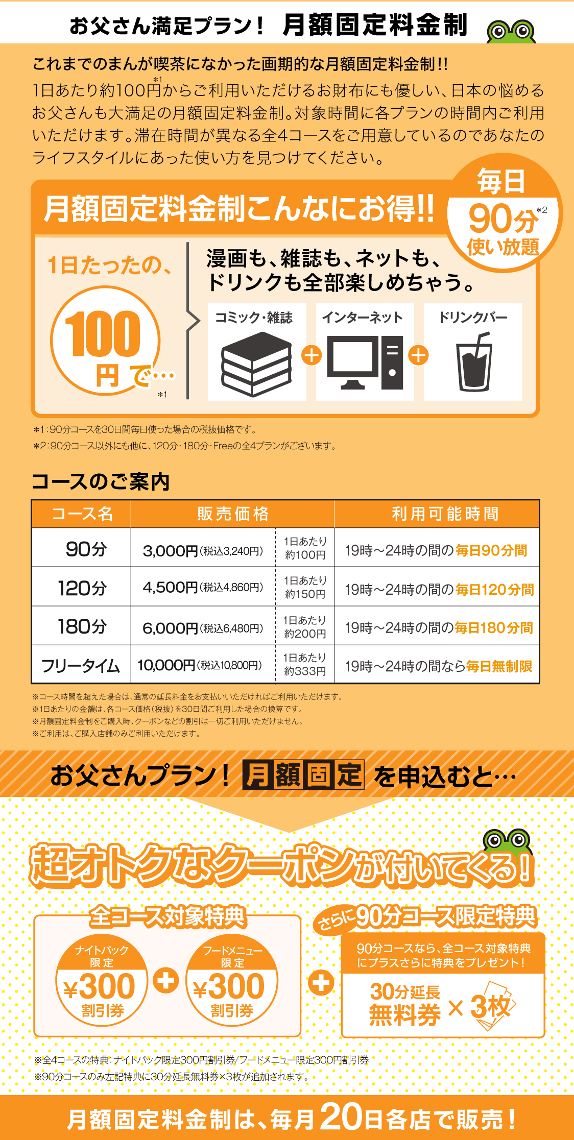 月額固定料金制　プラン